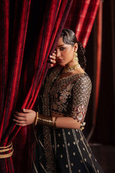 Afrozeh Divani Silk Ready To Ship Formals Restocked/Afrozeh Divani Silk Edit/Gulraiz/Black