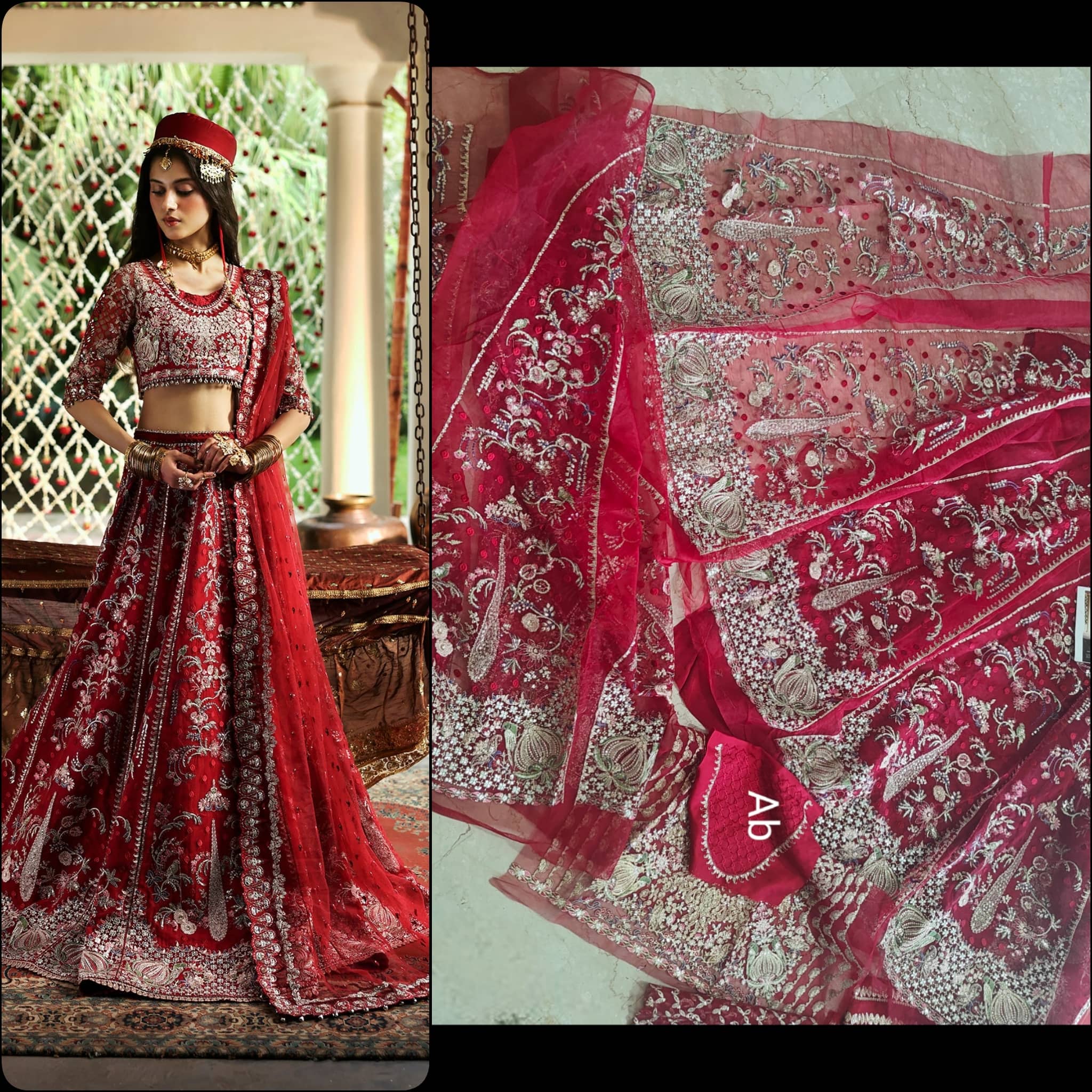 Afrozeh Shehnai Wedding Formals/Sheen/Crimson Red