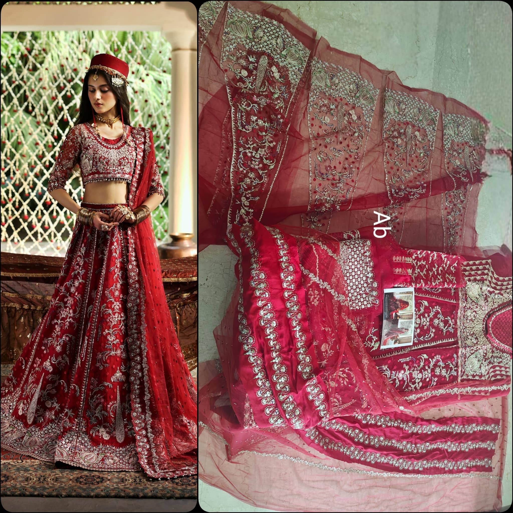 Afrozeh Shehnai Wedding Formals/Sheen/Crimson Red