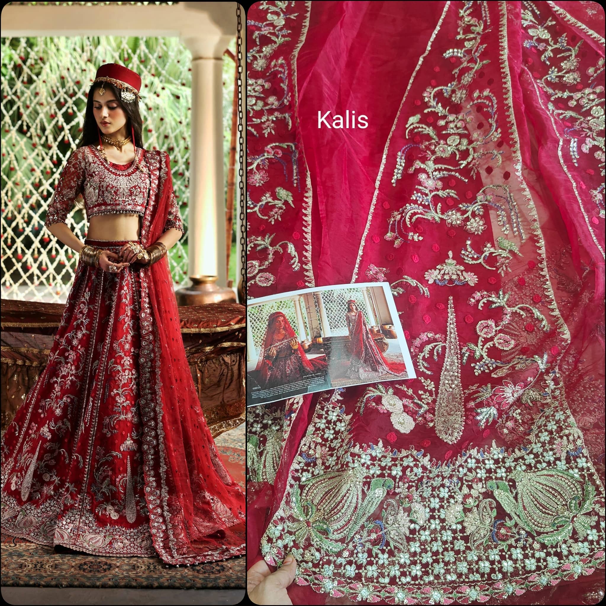 Afrozeh Shehnai Wedding Formals/Sheen/Crimson Red