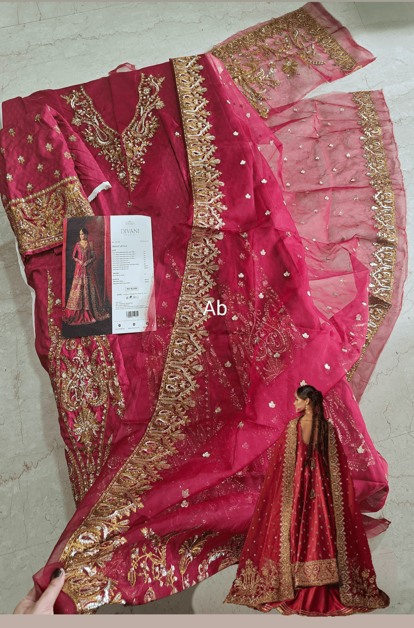 Sale‼️Open Pic/AFROZEH Divani Silk Edit/Bahaar/Coral Red