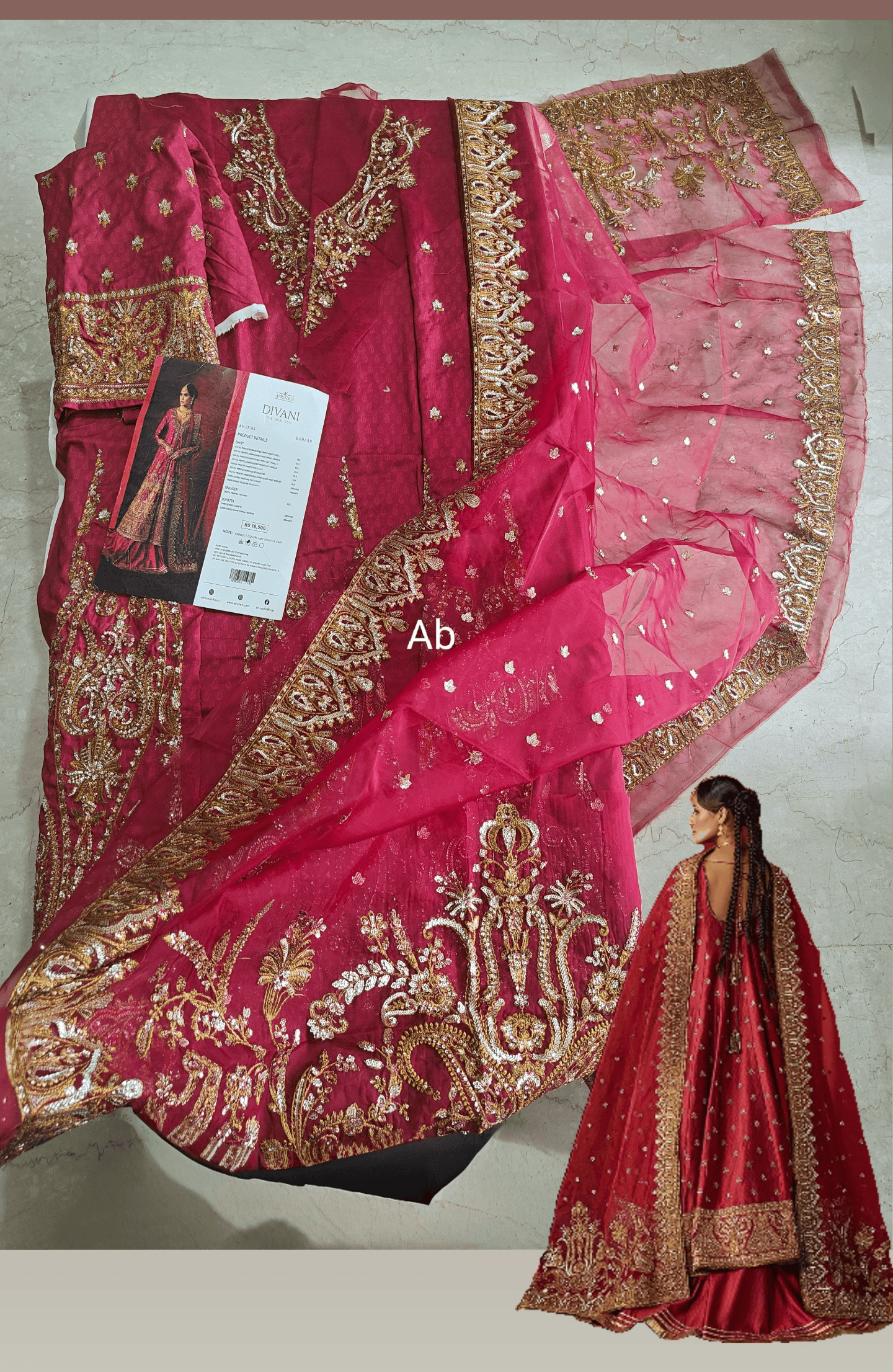 Sale‼️Open Pic/AFROZEH Divani Silk Edit/Bahaar/Coral Red
