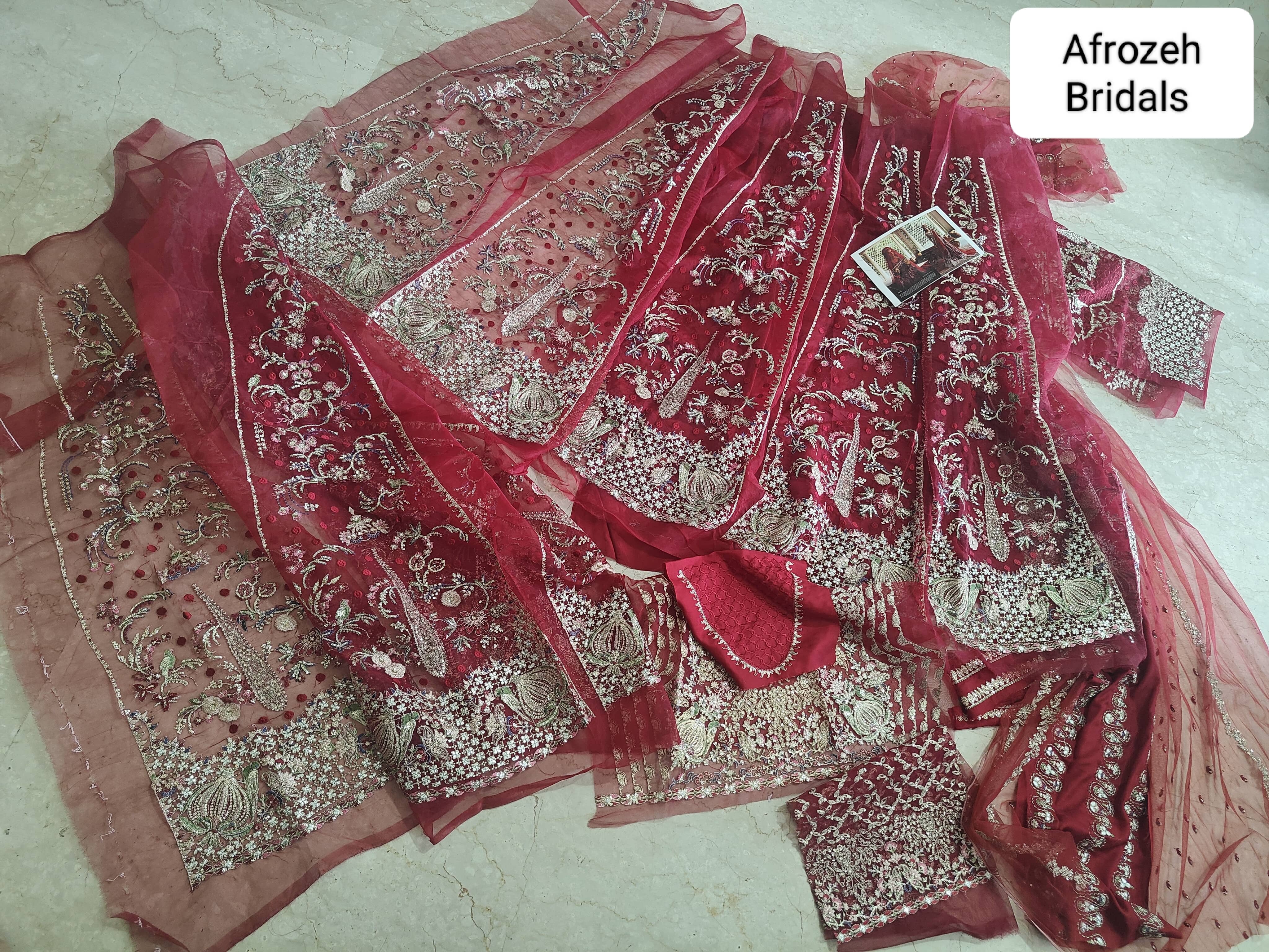 Sale‼️Open Pic/Afrozeh Shehnai Wedding Formals/Sheen/Crimson Red