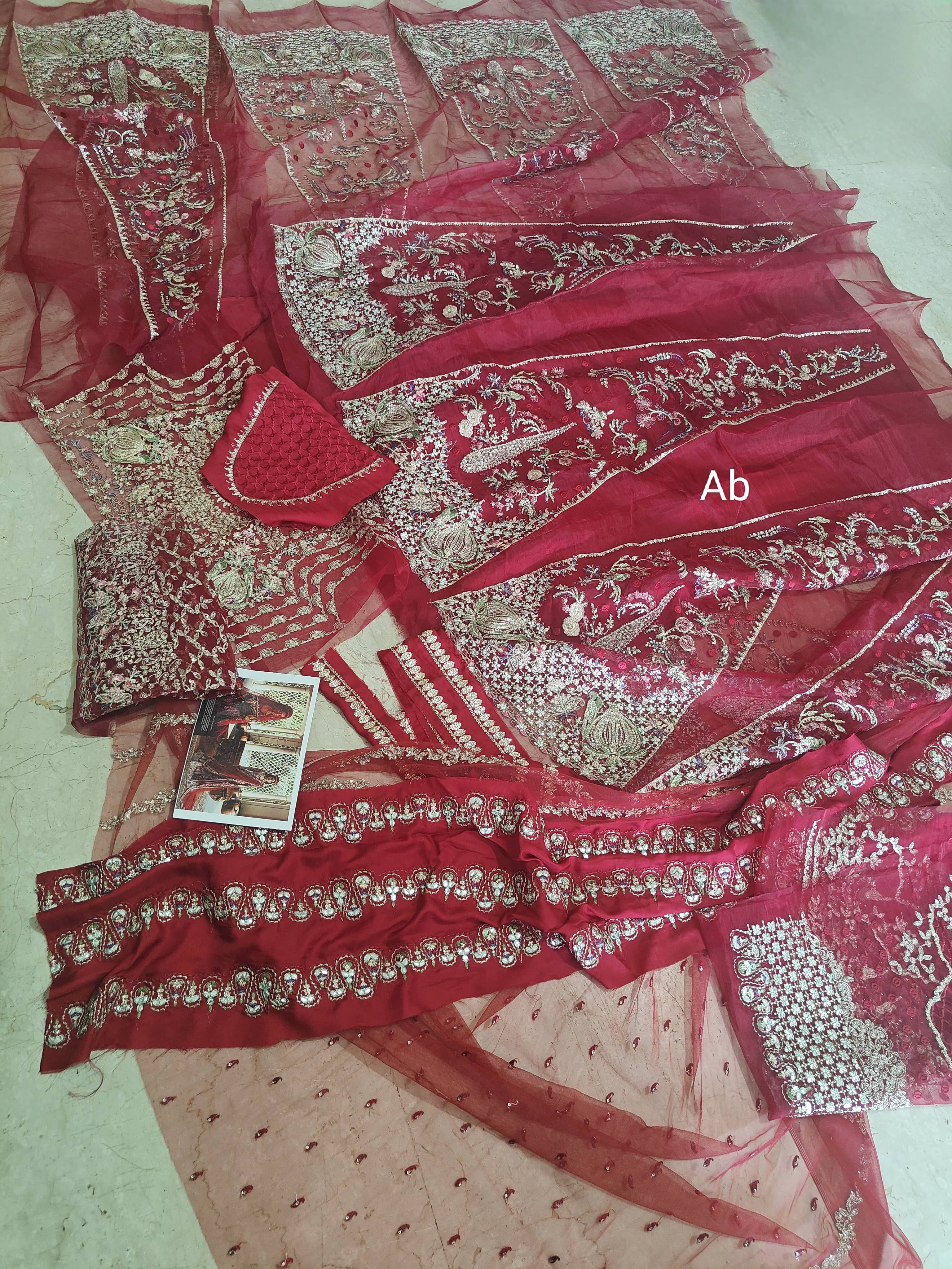 Sale‼️Open Pic/Afrozeh Shehnai Wedding Formals/Sheen/Crimson Red