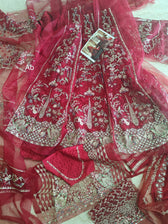 Sale‼️Open Pic/Afrozeh Shehnai Wedding Formals/Sheen/Crimson Red