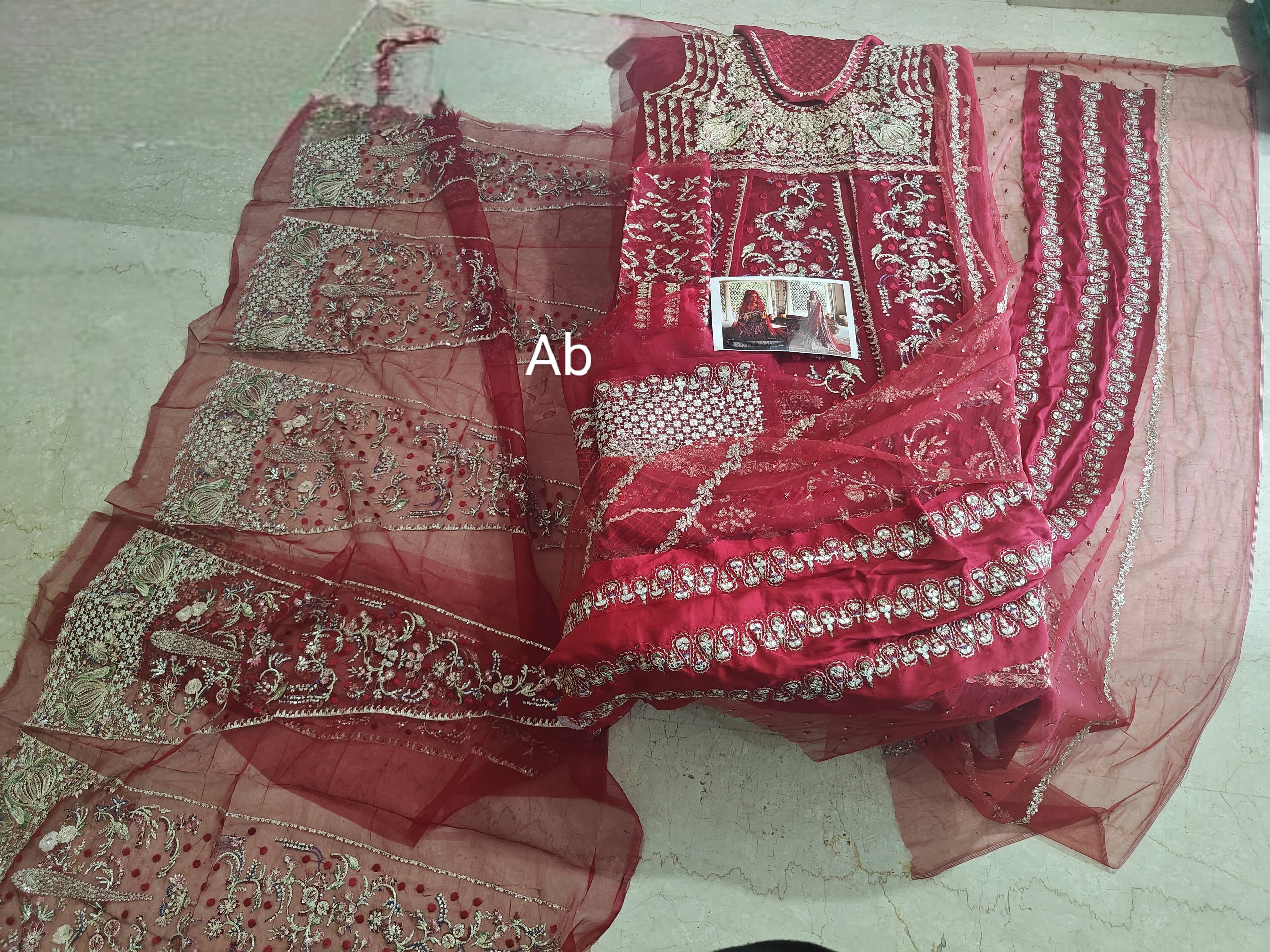 Sale‼️Open Pic/Afrozeh Shehnai Wedding Formals/Sheen/Crimson Red