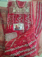 Sale‼️Open Pic/Afrozeh Shehnai Wedding Formals/Sheen/Crimson Red