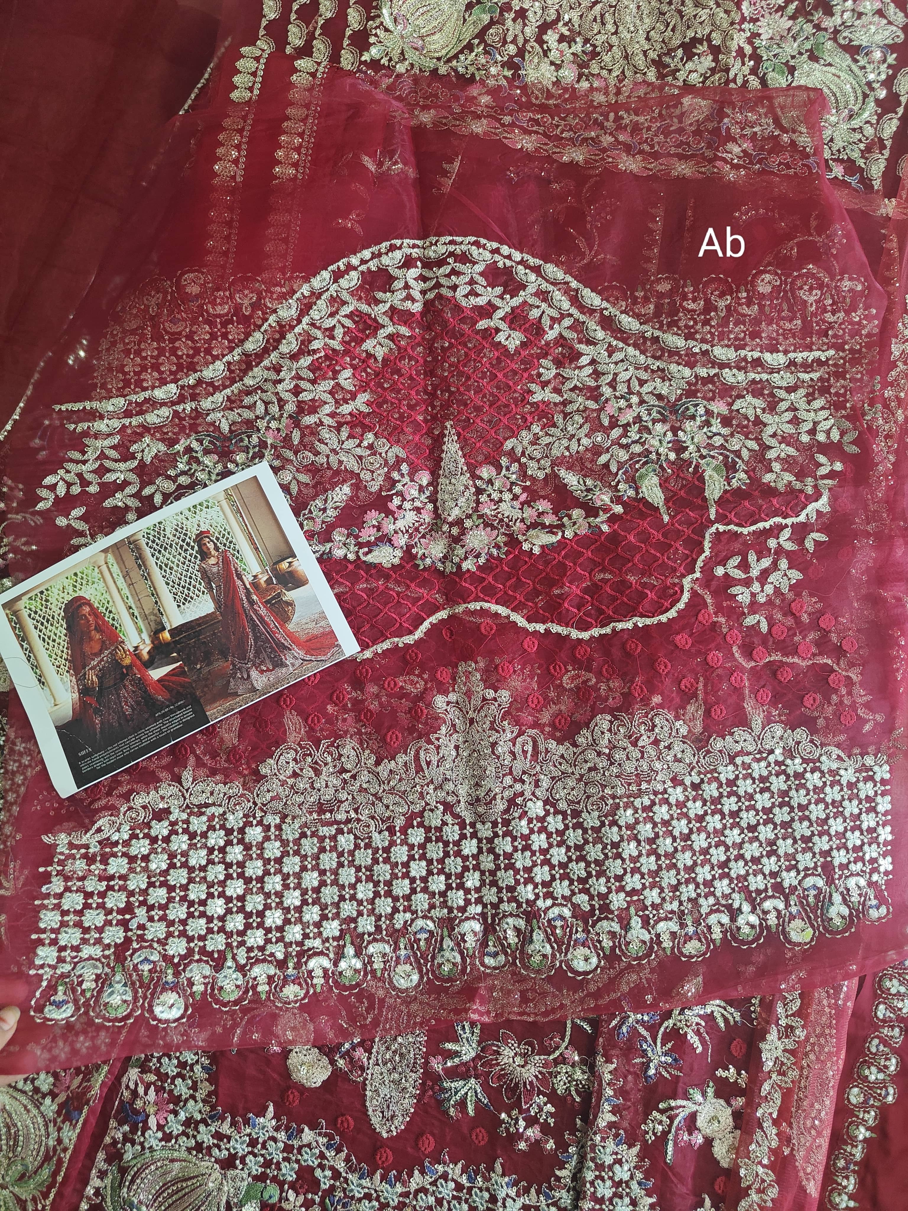 Sale‼️Open Pic/Afrozeh Shehnai Wedding Formals/Sheen/Crimson Red