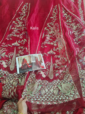 Sale‼️Open Pic/Afrozeh Shehnai Wedding Formals/Sheen/Crimson Red