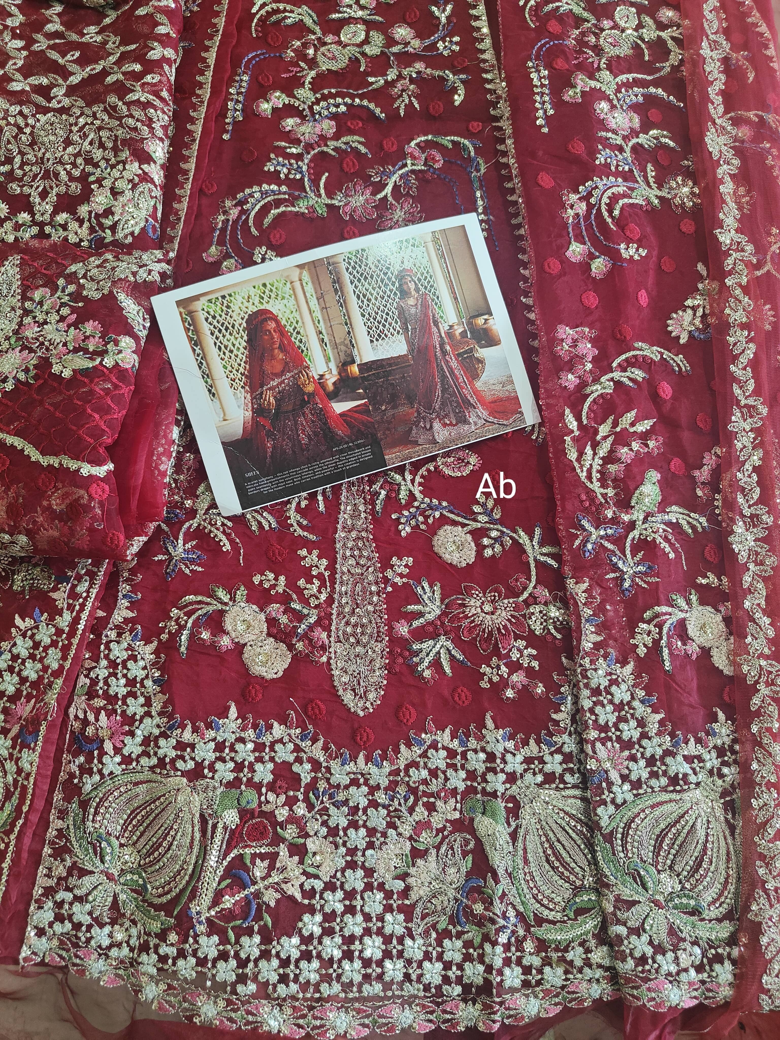 Sale‼️Open Pic/Afrozeh Shehnai Wedding Formals/Sheen/Crimson Red