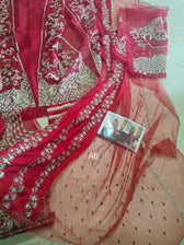 Sale‼️Open Pic/Afrozeh Shehnai Wedding Formals/Sheen/Crimson Red