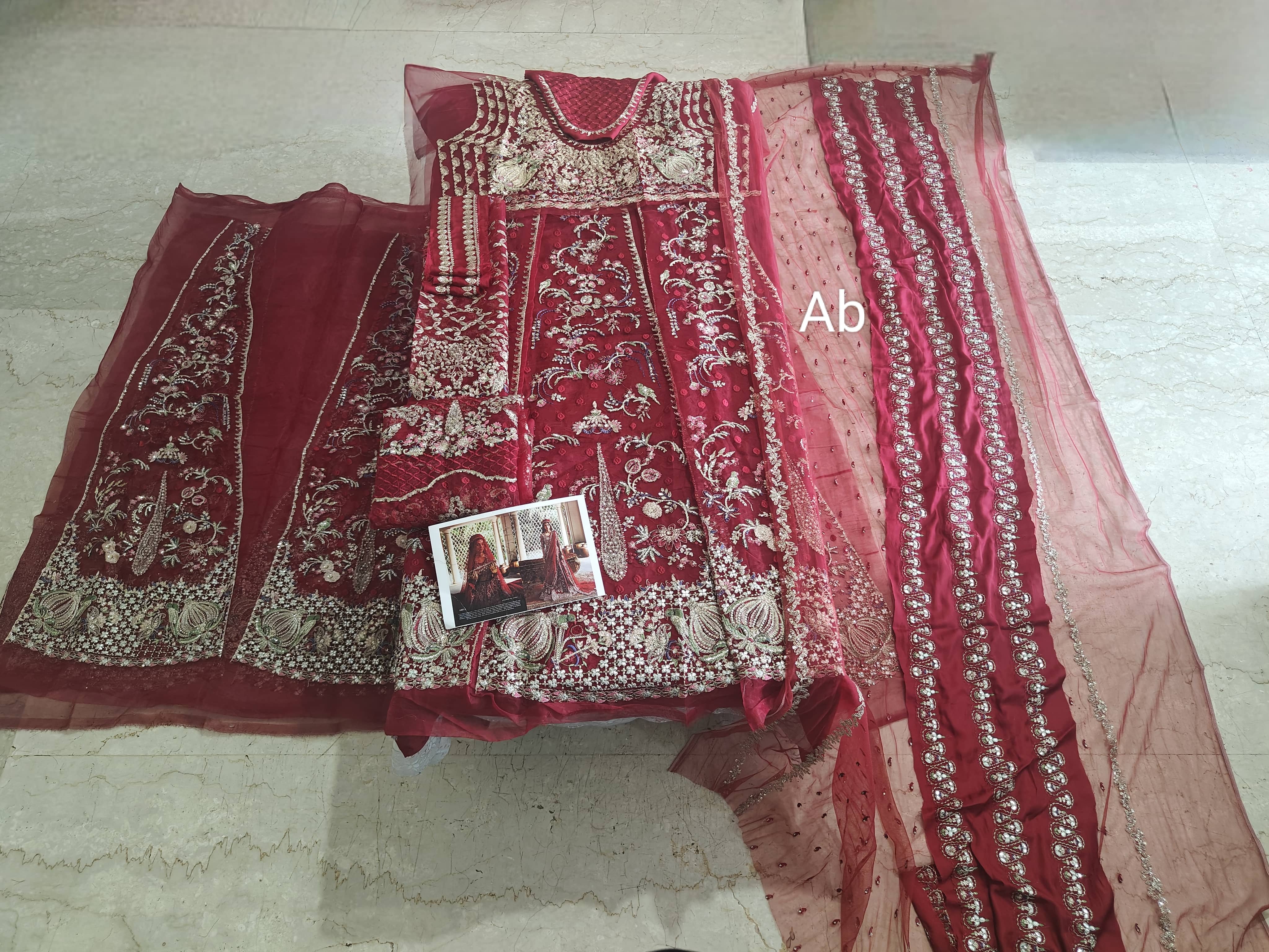 Sale‼️Open Pic/Afrozeh Shehnai Wedding Formals/Sheen/Crimson Red