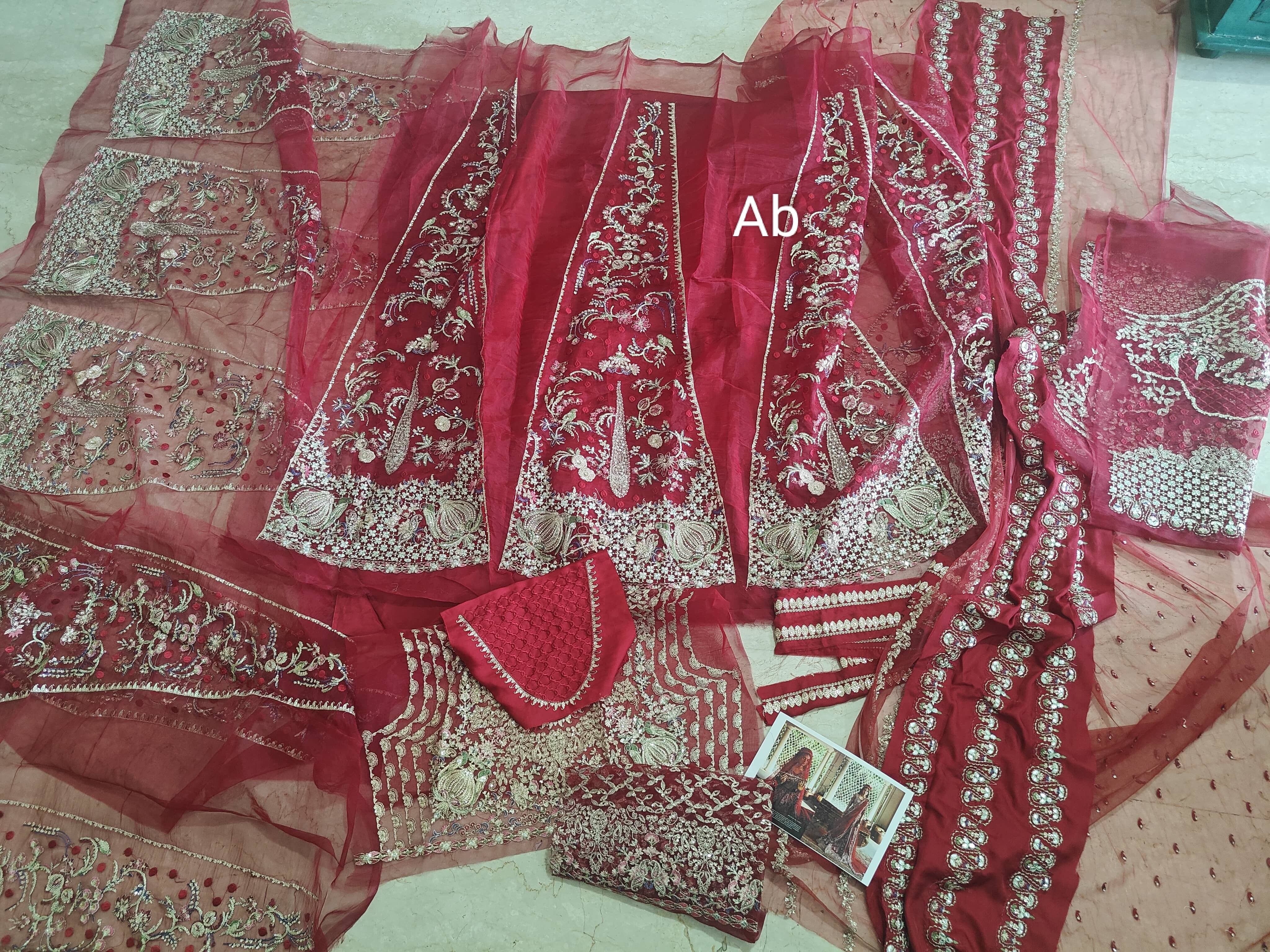 Sale‼️Open Pic/Afrozeh Shehnai Wedding Formals/Sheen/Crimson Red