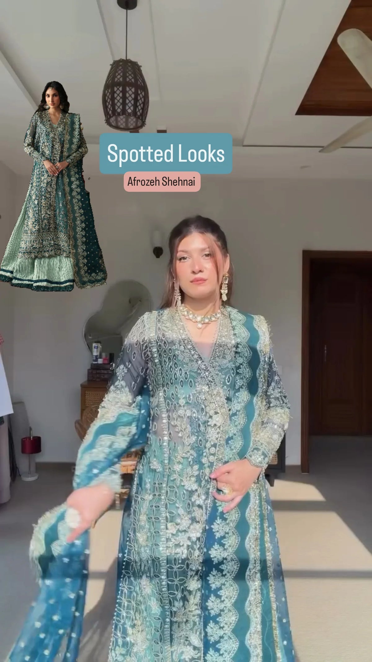 Spotted in Afrozeh Shehnai Wedding Formals 26/Suhan/Teal Green