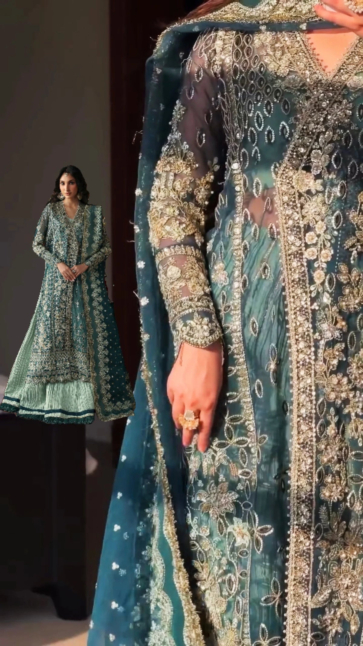 Spotted in Afrozeh Shehnai Wedding Formals 26/Suhan/Teal Green