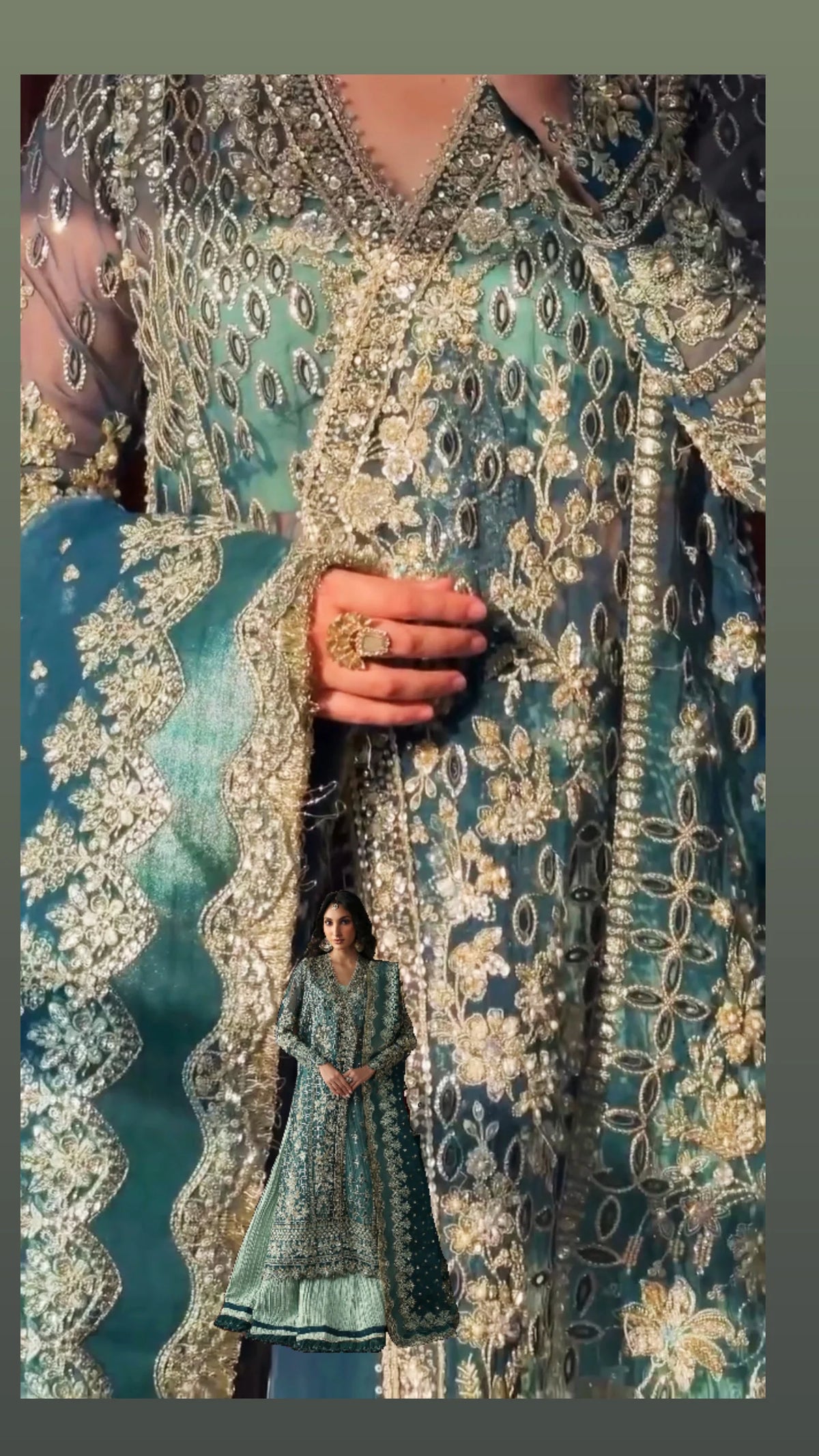 Spotted in Afrozeh Shehnai Wedding Formals 26/Suhan/Teal Green