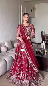 Spotted in Afrozeh Shehnai Wedding Formals/Sheen/Crimson Red