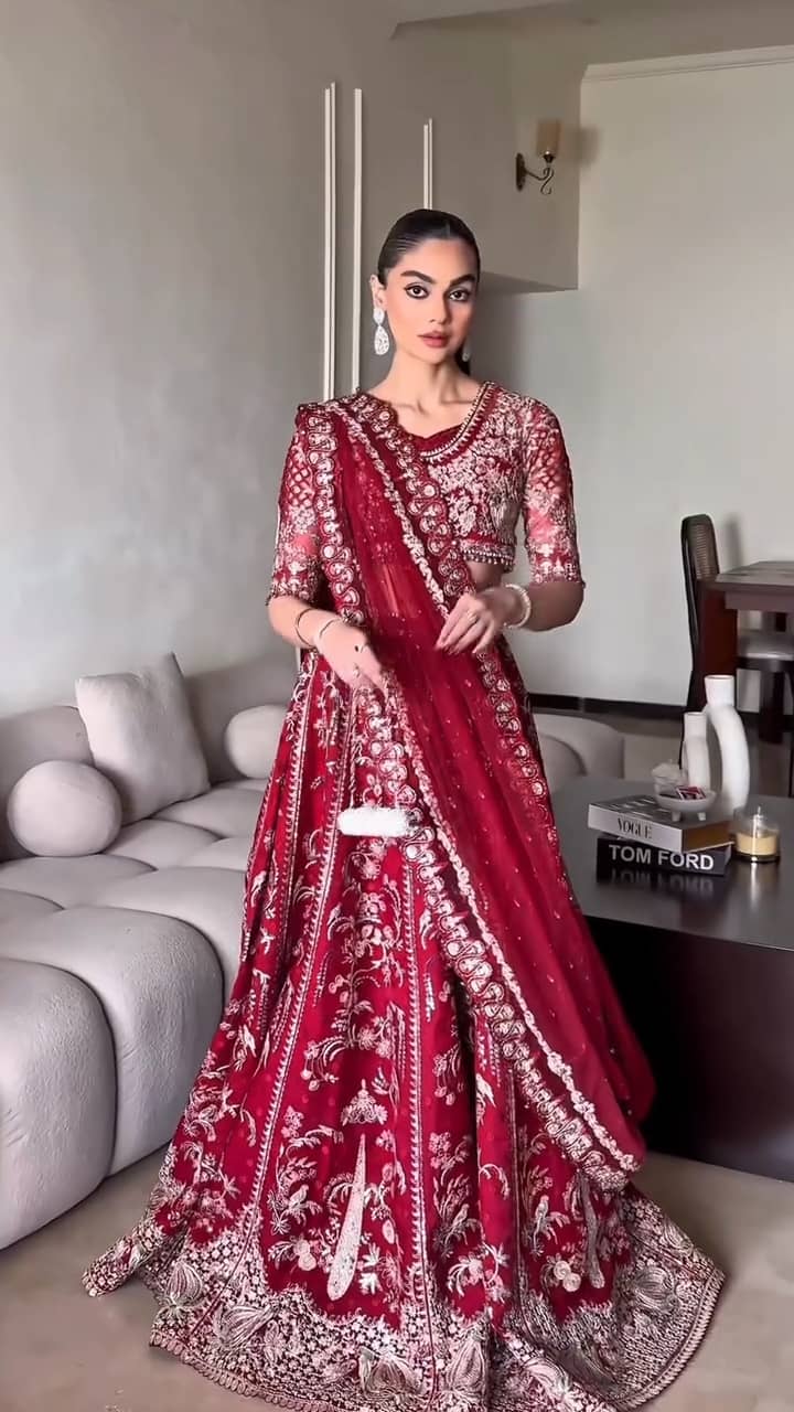 Spotted in Afrozeh Shehnai Wedding Formals/Sheen/Crimson Red