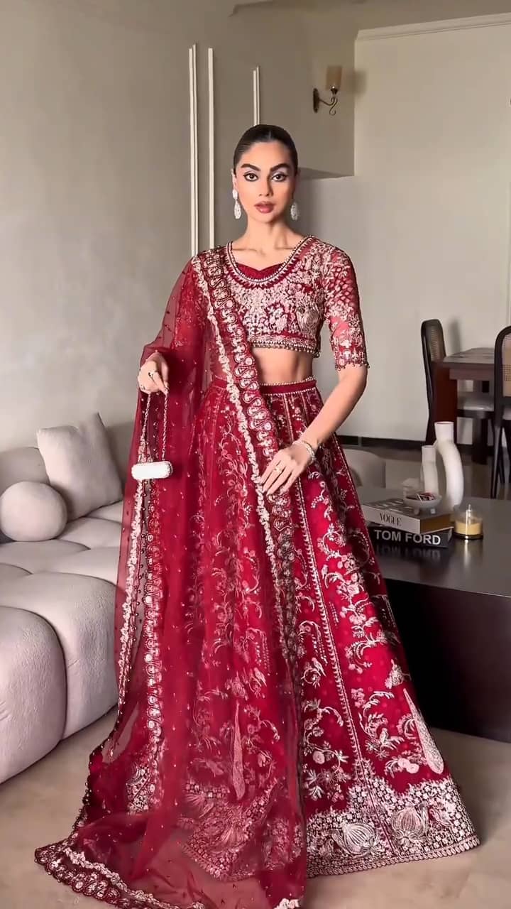 Spotted in Afrozeh Shehnai Wedding Formals/Sheen/Crimson Red