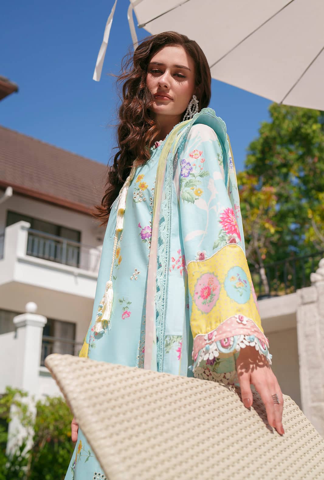 Ajr Couture Chikankari Lawn 26/Azure/Sky Blue