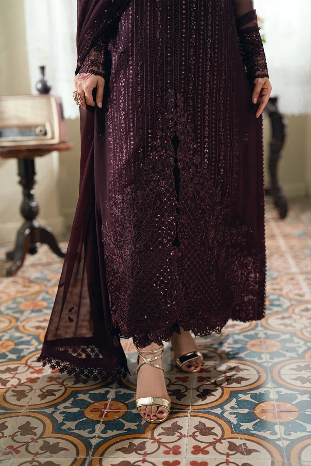 Restocked/Azure Festive Eid Collection/Luxury Formals/Nectar Rouge/Deep Burgundy