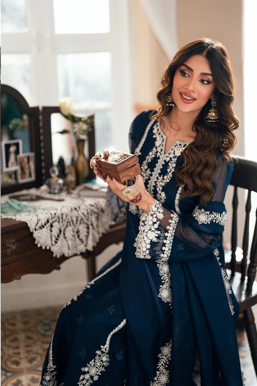 Restocked/Azure Festive Eid Collection/Luxury Formals/Stellar Blue/Navy Blue