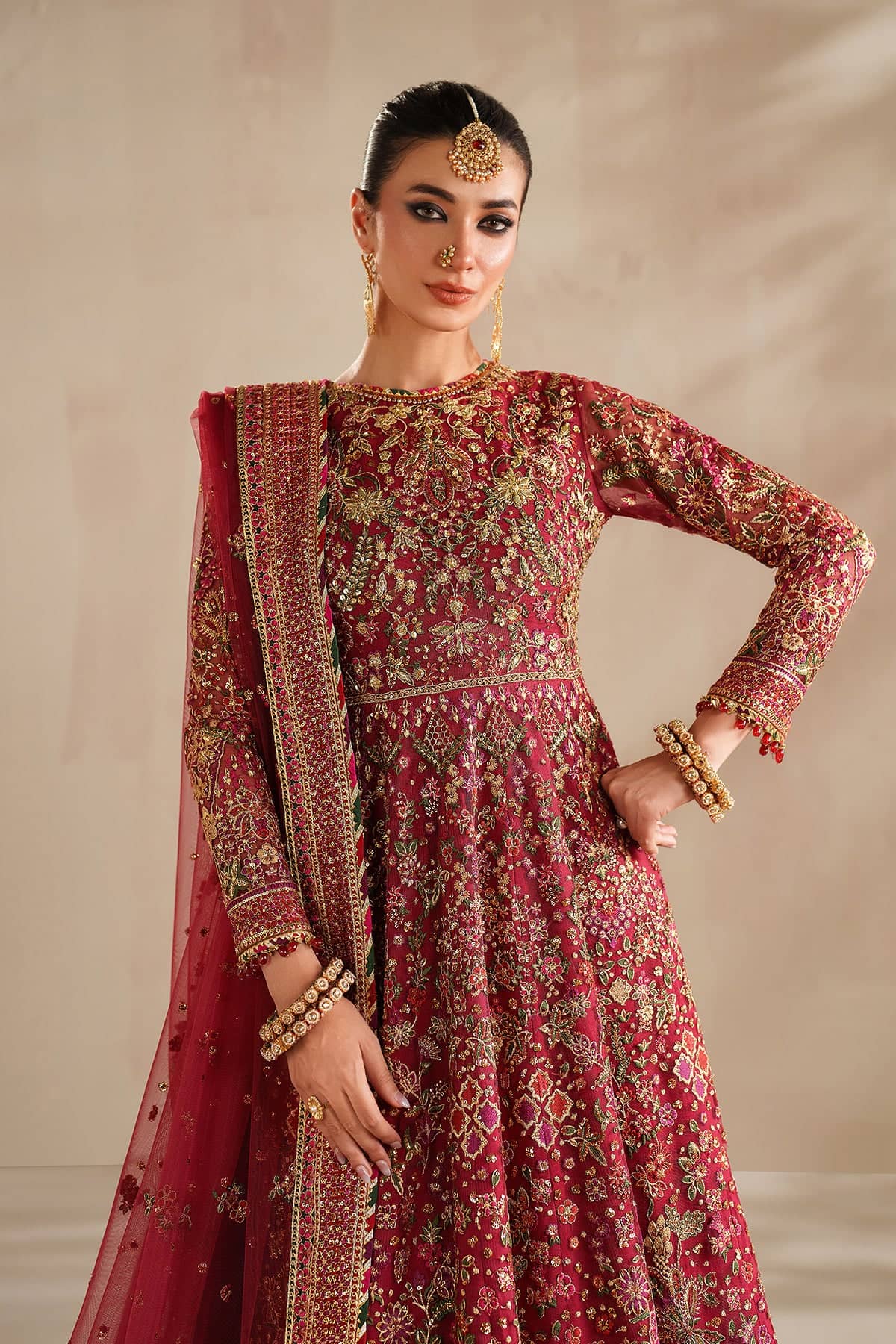 Baroque Exclusive Wedding Edition 26/EMBROIDERED NET UF-4370/Rosewood
