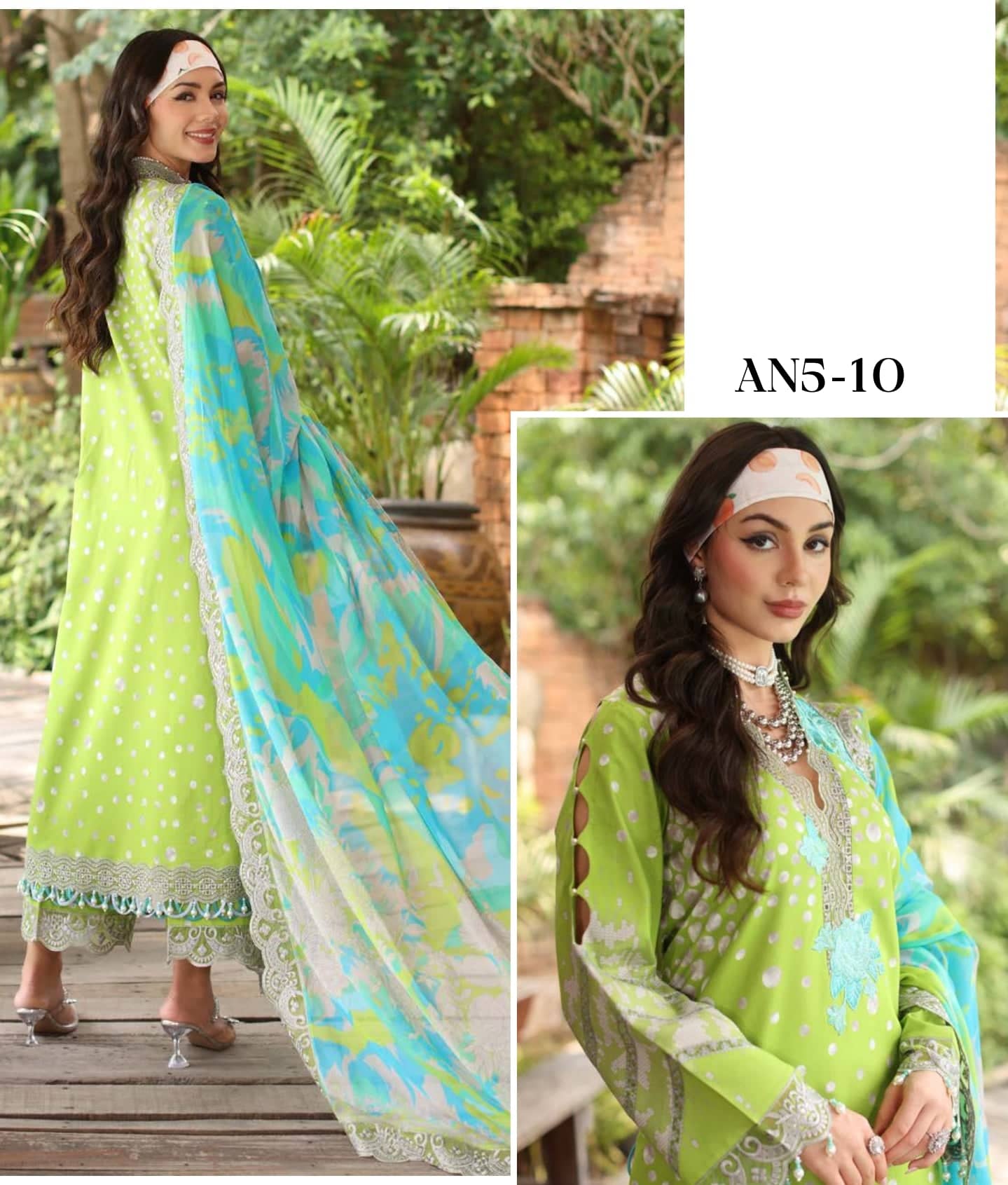 Restocked/Charizma Aniiq Lawn/Pure Chiffon Embroideried Dupatta/AN5-10