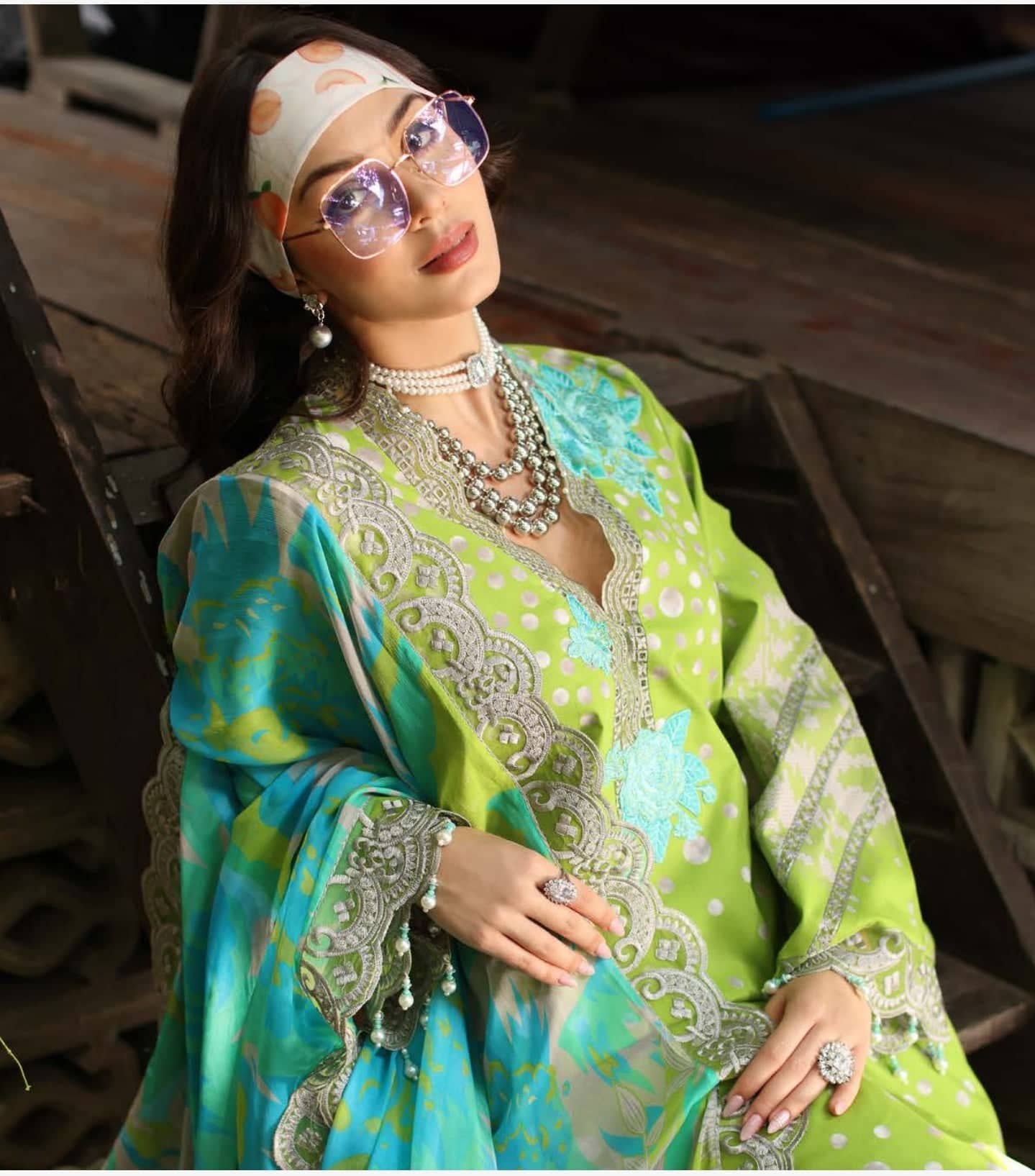 Restocked/Charizma Aniiq Lawn/Pure Chiffon Embroideried Dupatta/AN5-10