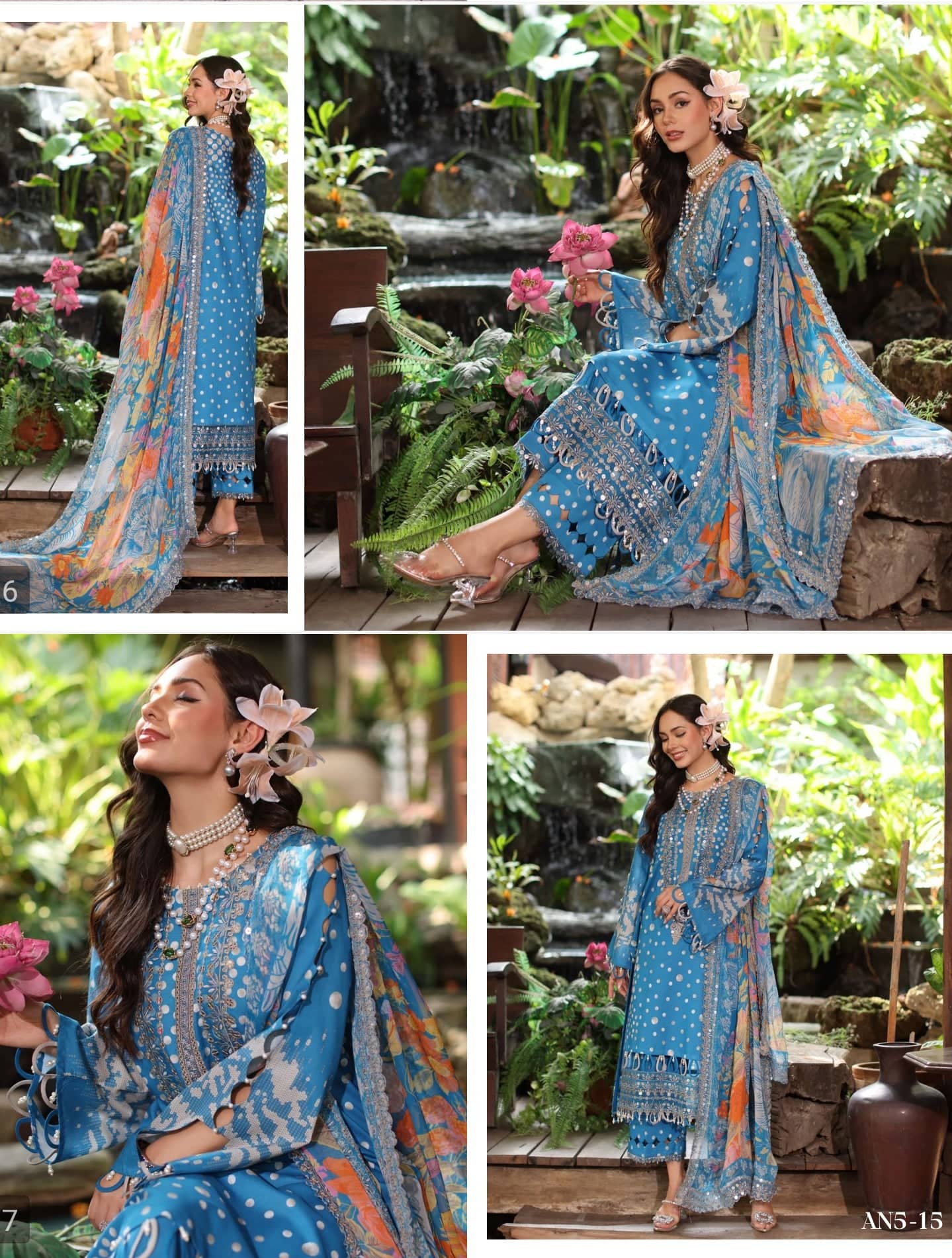 Restocked/Charizma Aniiq Lawn/Pure Chiffon Embroideried Dupatta/AN5-15