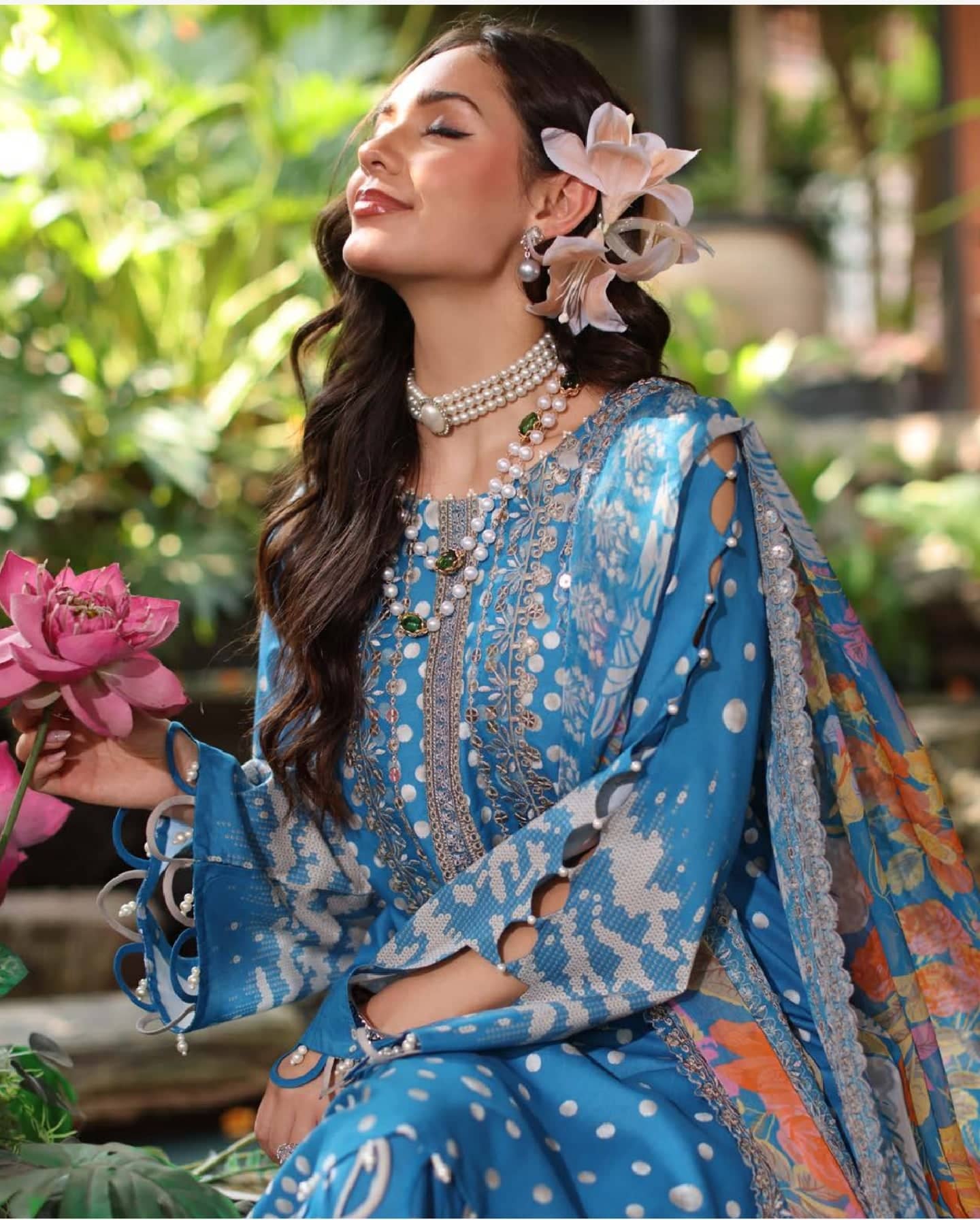 Restocked/Charizma Aniiq Lawn/Pure Chiffon Embroideried Dupatta/AN5-15
