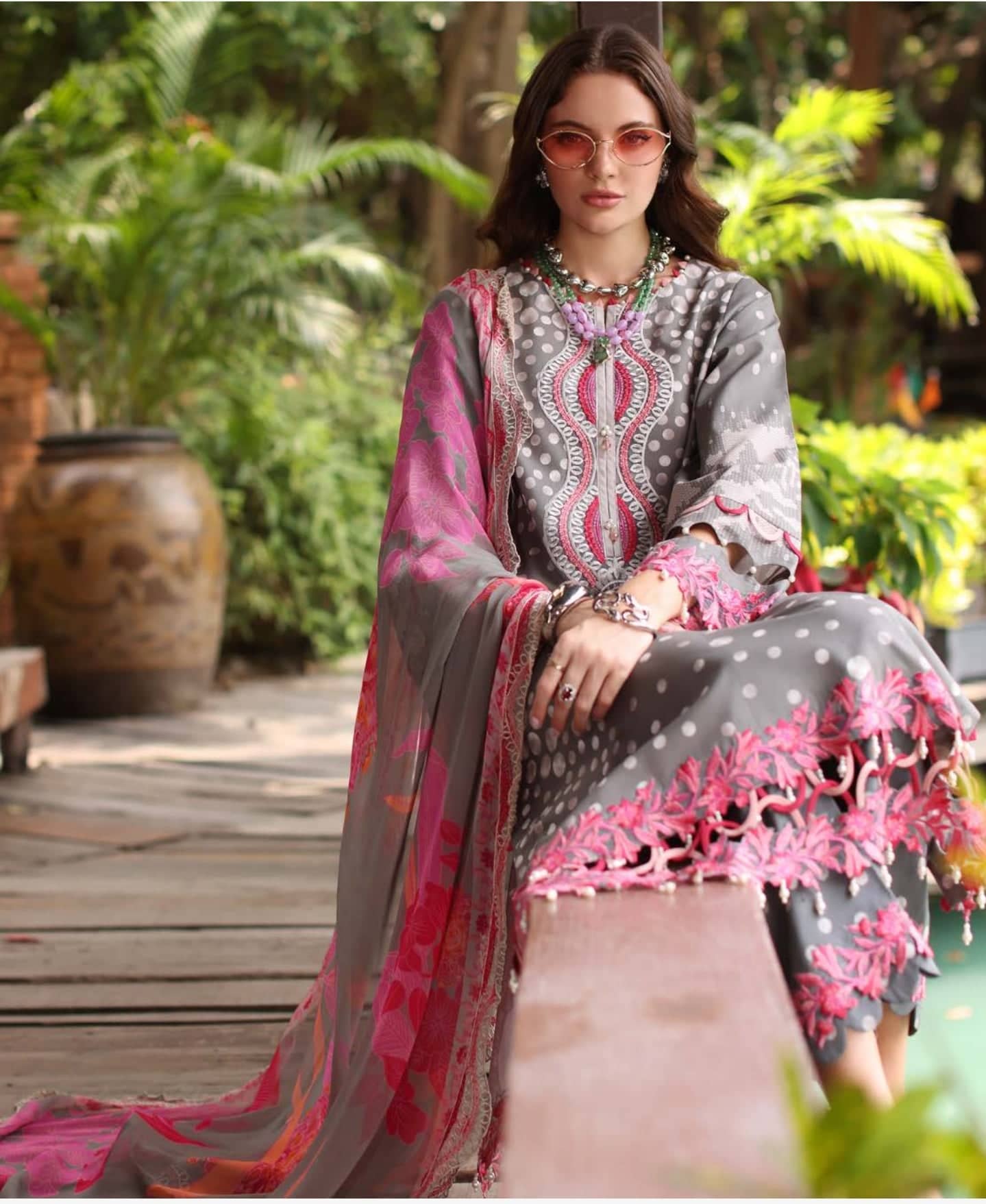Charizma Aniiq Lawn/Pure Chiffon Embroideried Dupatta/AN5-16
