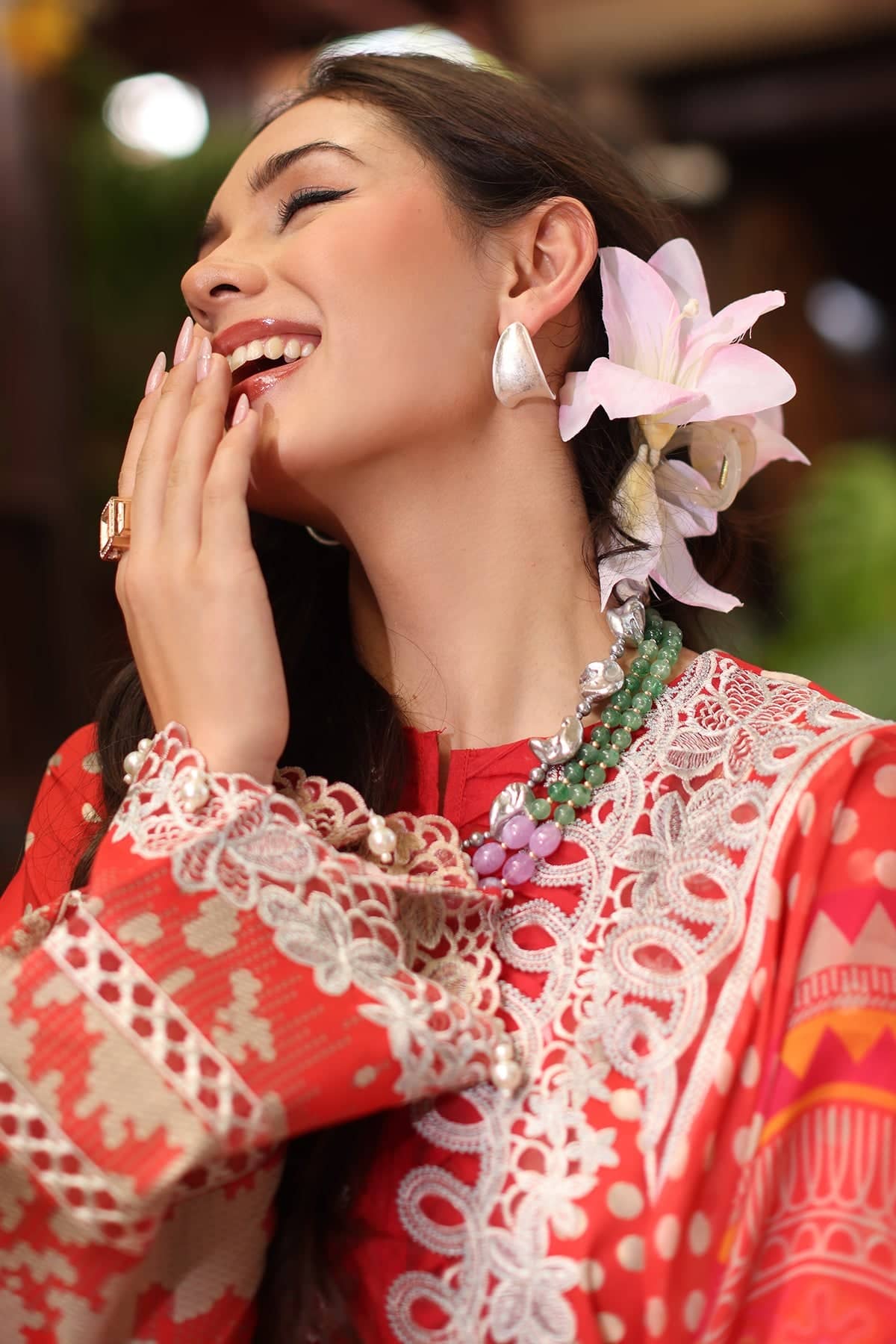 Charizma Aniiq Lawn/Rust/Pure Chiffon Embroideried Dupatta/AN5-12