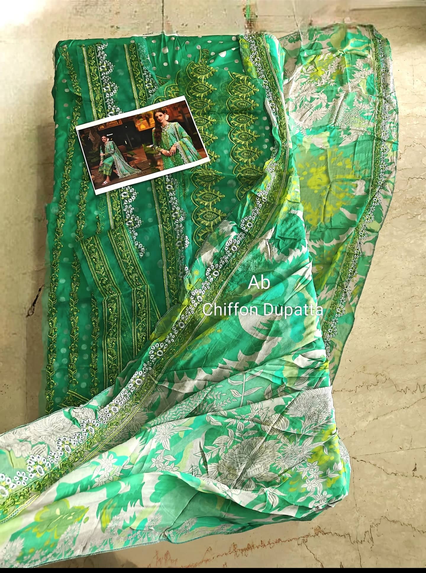 Open Pic/Charizma Aniiq Lawn/Pure Chiffon Embroideried Dupatta/AN5-13