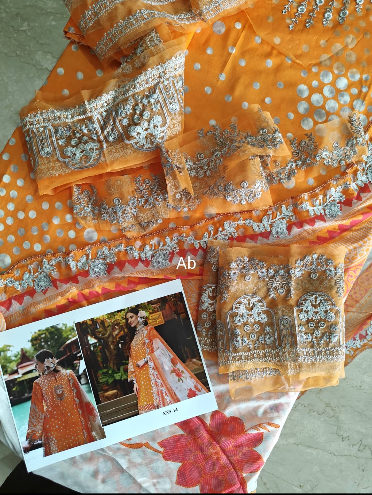 Open Pic/Charizma Aniiq Lawn/Pure Chiffon Embroideried Dupatta/AN5-14