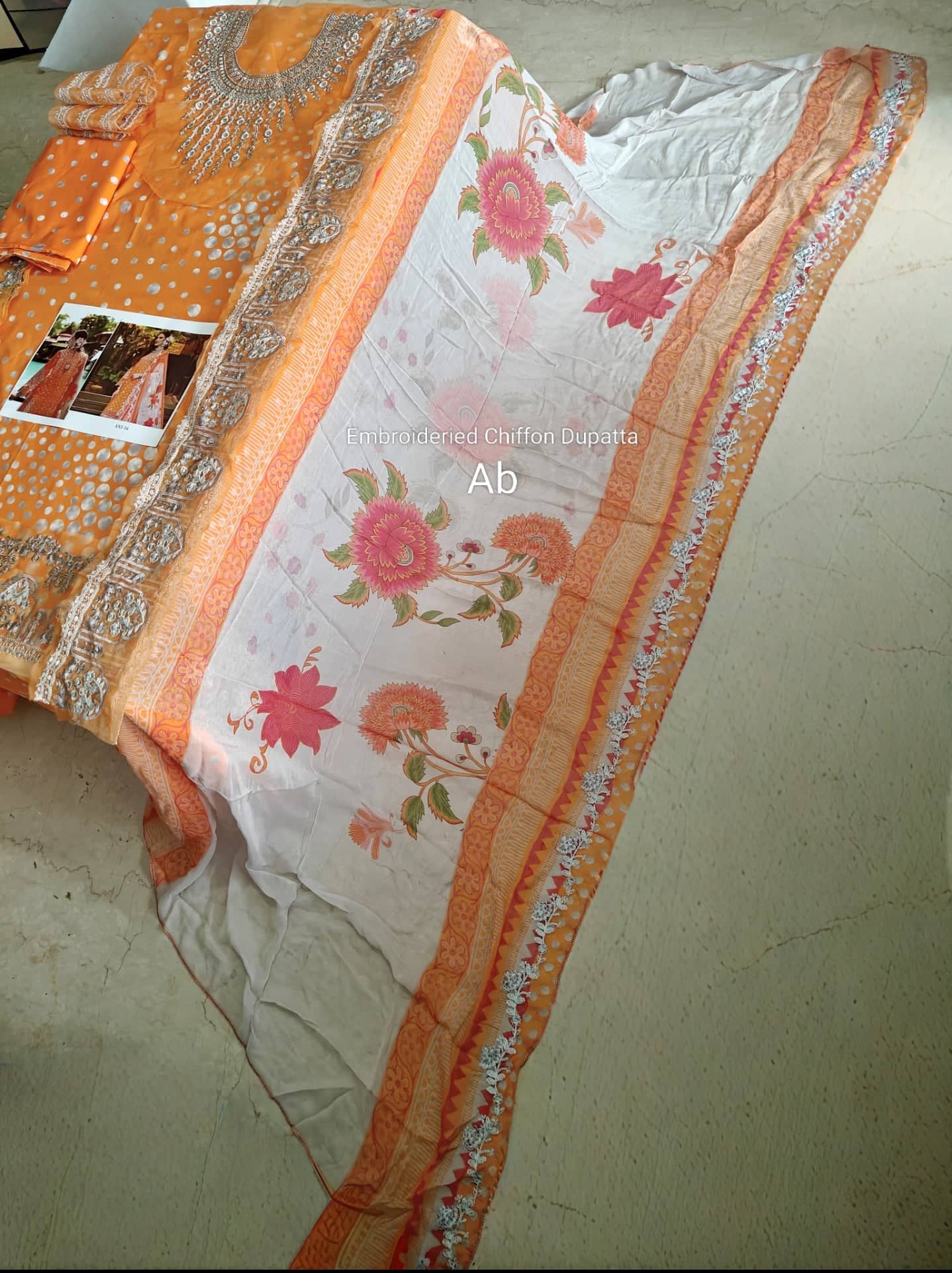 Open Pic/Charizma Aniiq Lawn/Pure Chiffon Embroideried Dupatta/AN5-14