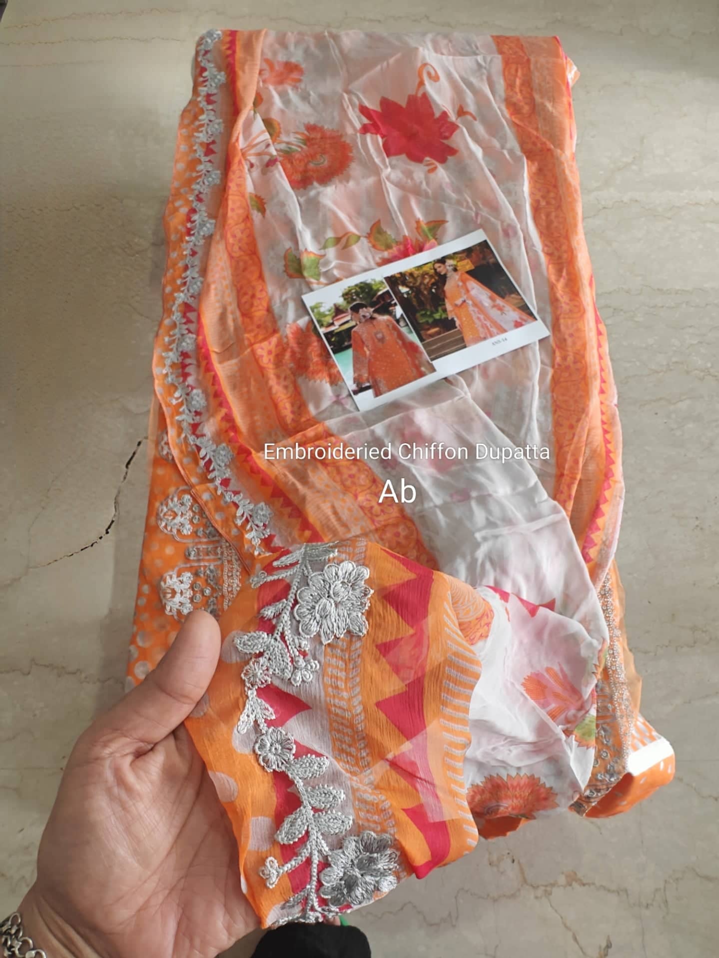 Open Pic/Charizma Aniiq Lawn/Pure Chiffon Embroideried Dupatta/AN5-14