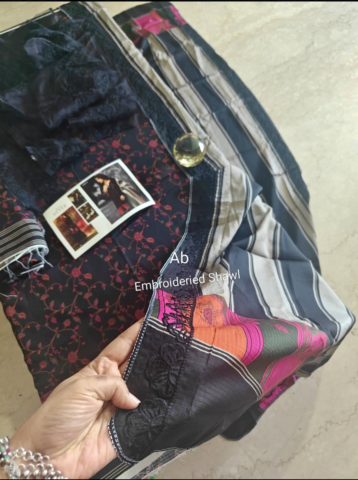 Charizma Aniiq open pics Open Pic/Charizma Aniiq Vol 2/Embroideried Linen Shawls/ANW6-17