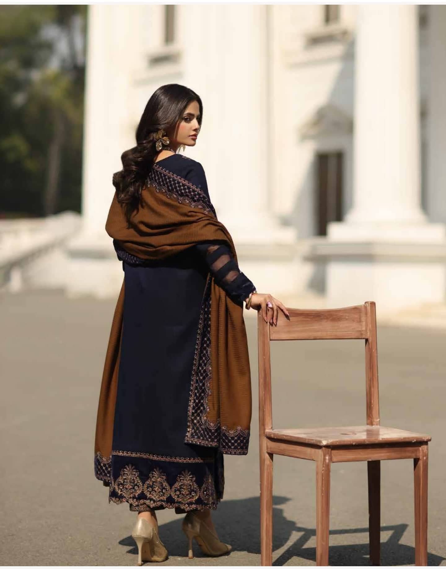 Charizma Signature Leather Peach/Velvet Embroideried/Woolen Shawls