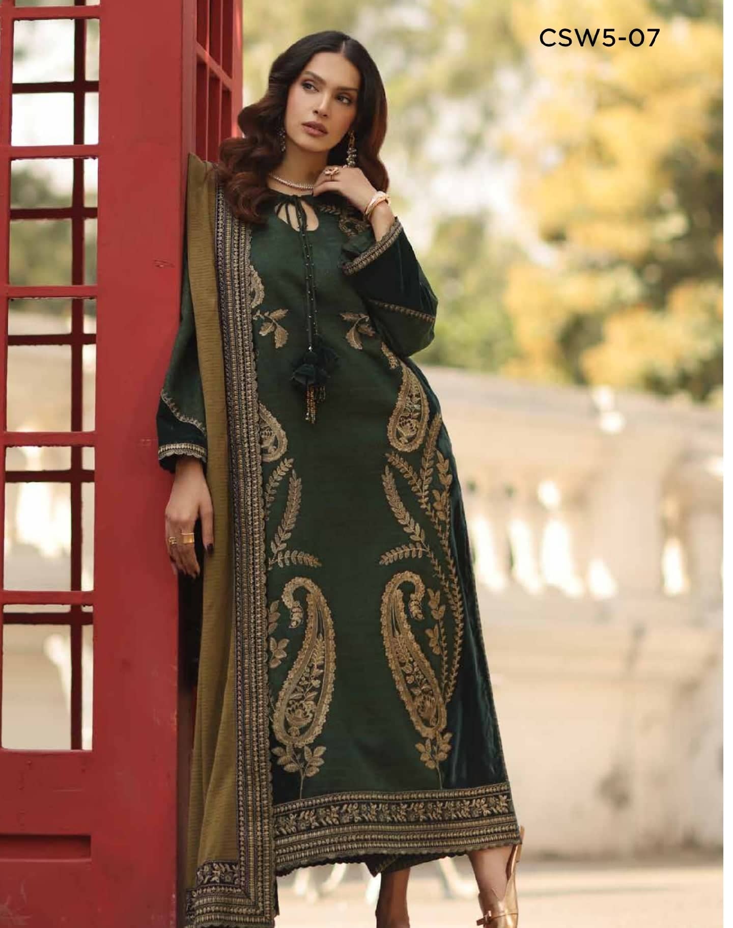 Charizma Signature Leather Peach/Velvet Embroideried/Woolen Shawls