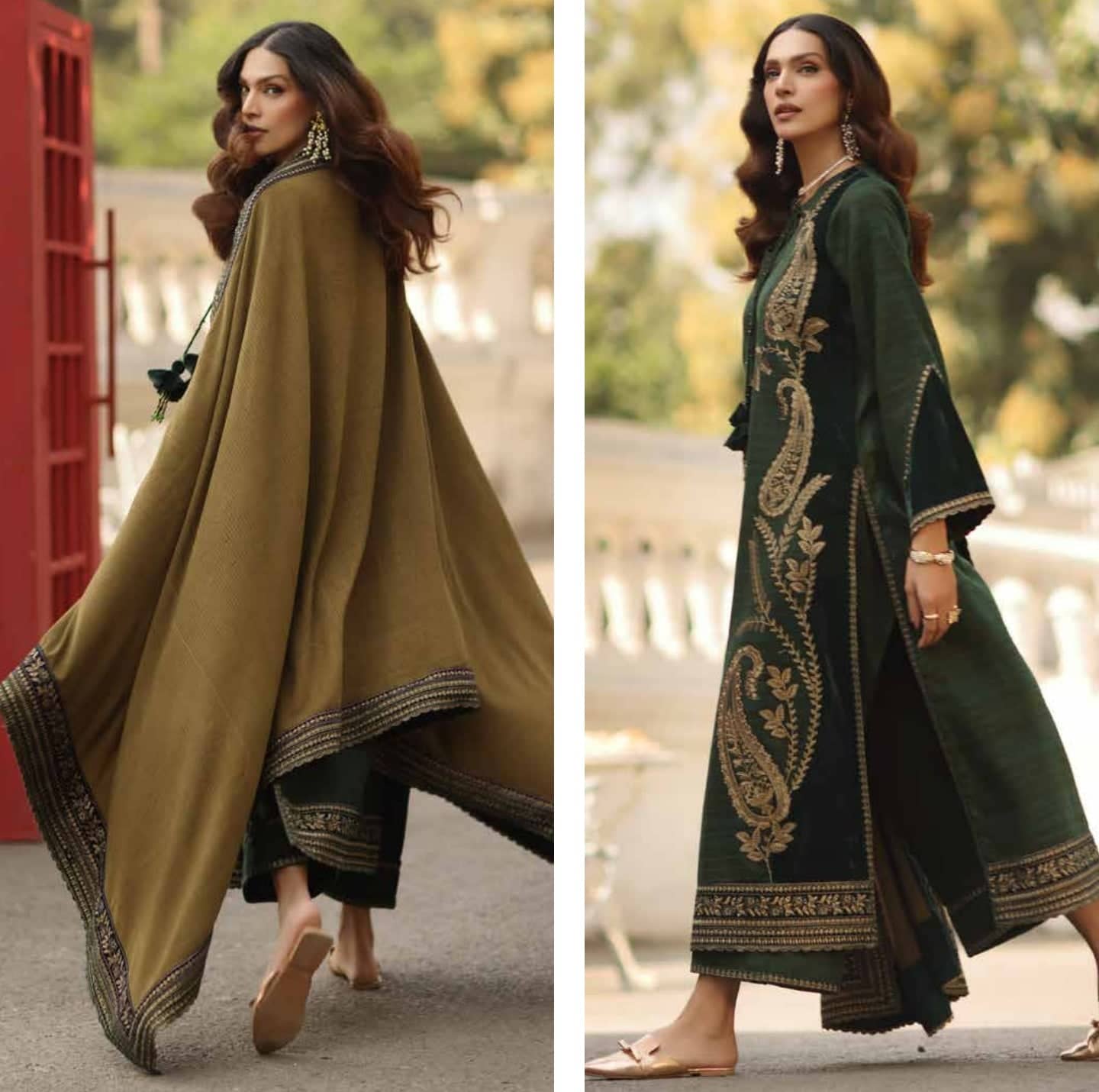 Charizma Signature Leather Peach/Velvet Embroideried/Woolen Shawls