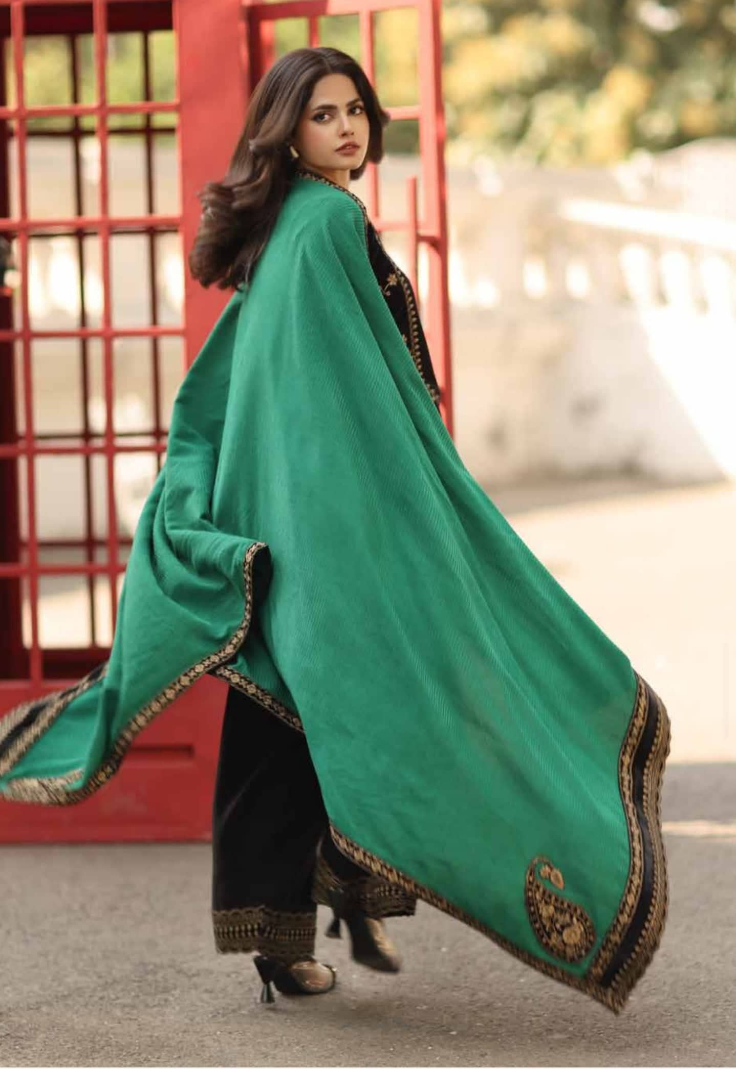 Charizma Signature Leather Peach/Velvet Embroideried/Woolen Shawls