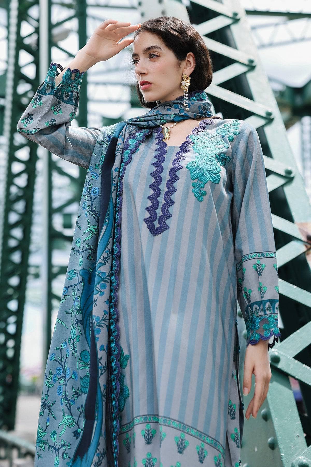 Restocked/Charizma Combination Linen/Embroideried Irish Linen Shawl