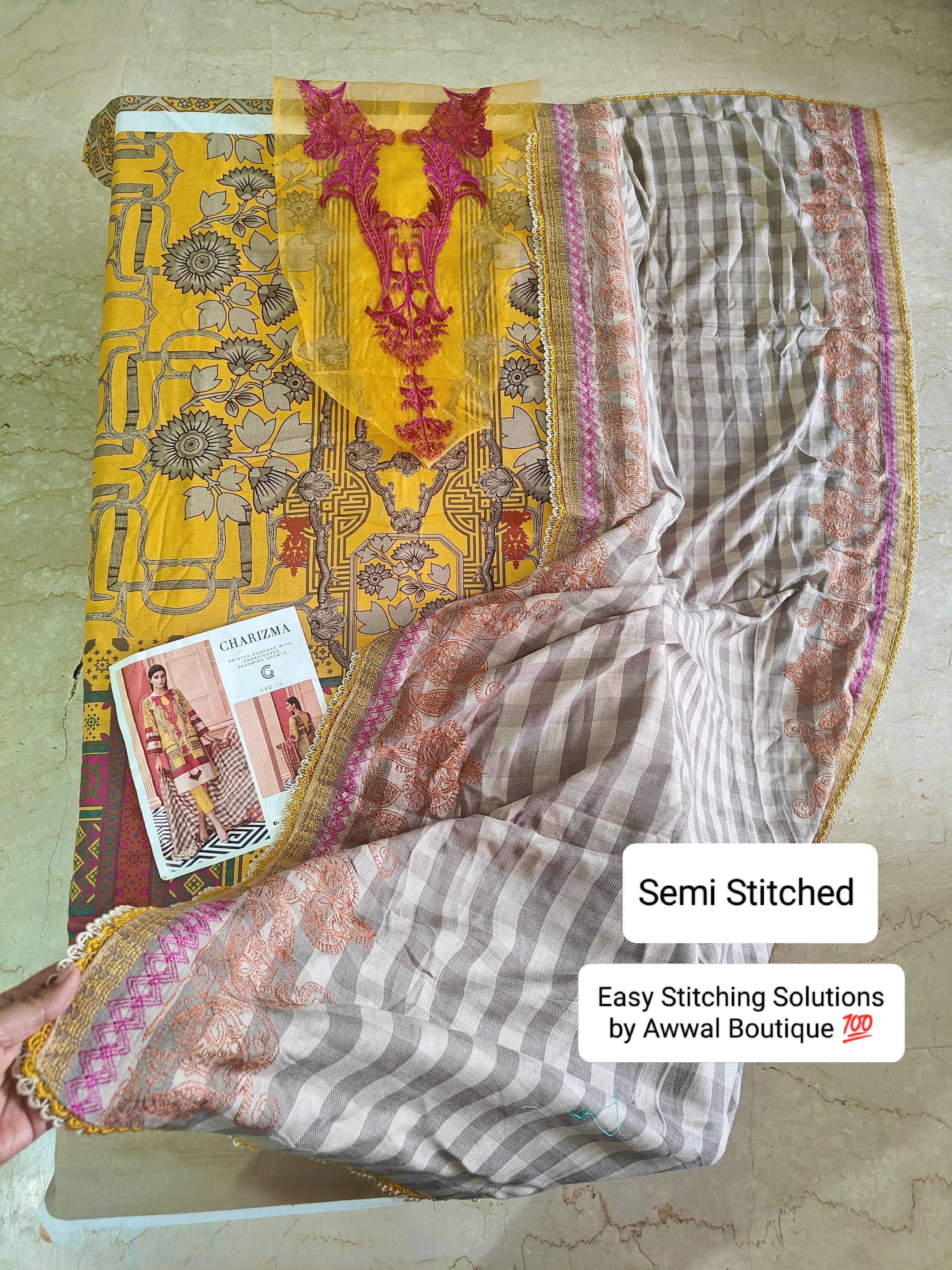 Semi Stitched/Charizma Khaddar/Embroideried Pashmina Shawl