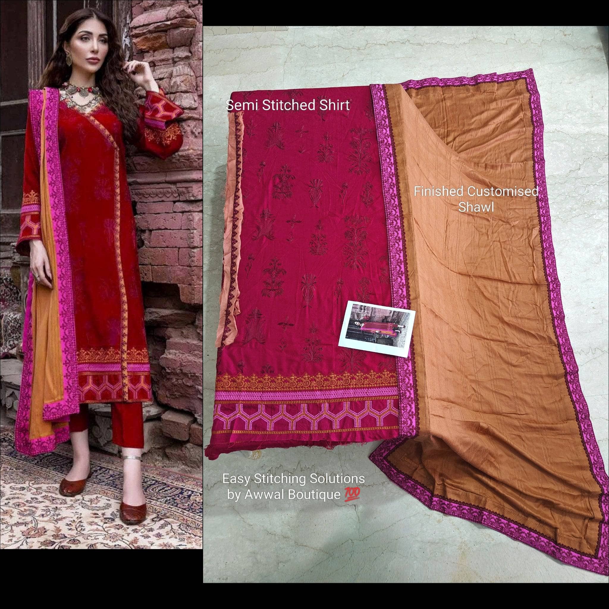 Semi Stitched/Charizma Poshima Leather Peach/PS 08