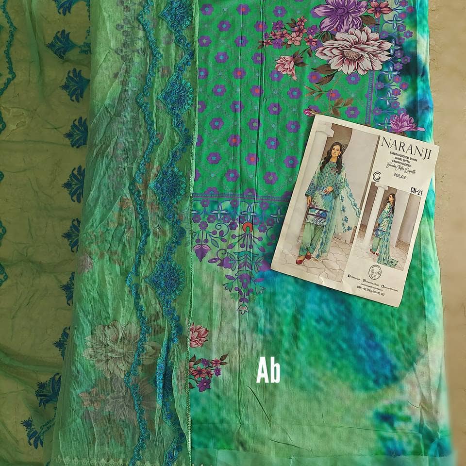 Open Pic/Charizma Naranji/Embroidered Chiffon Dupattas