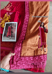 Semi Stitched/Charizma Poshima/Pre Stitched Shawl&Shirt/Leather Peach Fabric