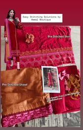 Semi Stitched/Charizma Poshima/Pre Stitched Shawl&Shirt/Leather Peach Fabric