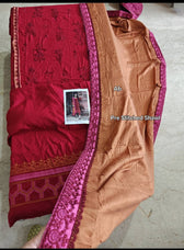 Semi Stitched/Charizma Poshima/Pre Stitched Shawl&Shirt/Leather Peach Fabric