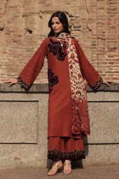 img_charizma_signature_leather_peach_woolen_shawl_awwal_boutique